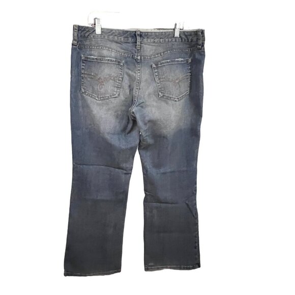 American Rag Blue Denim Distressed Bootcut Jeans Plus 13S Medium Wash Stretch - Picture 2 of 9